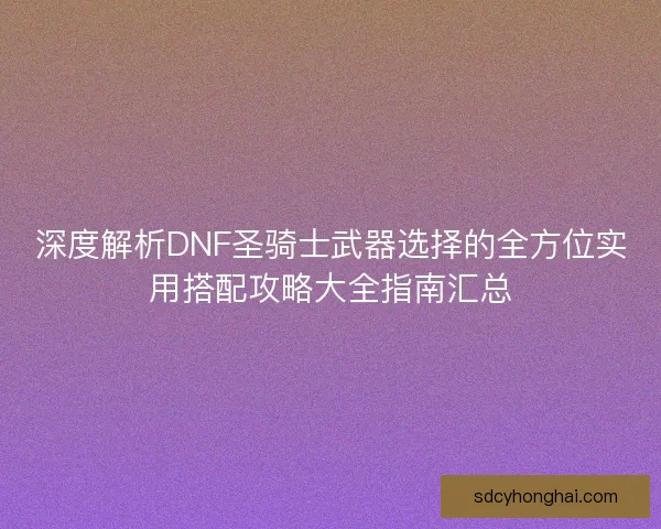 深度解析DNF圣骑士武器选择的全方位实用搭配攻略大全指南汇总