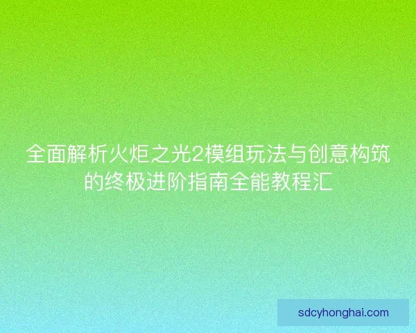 全面解析火炬之光2模组玩法与创意构筑的终极进阶指南全能教程汇